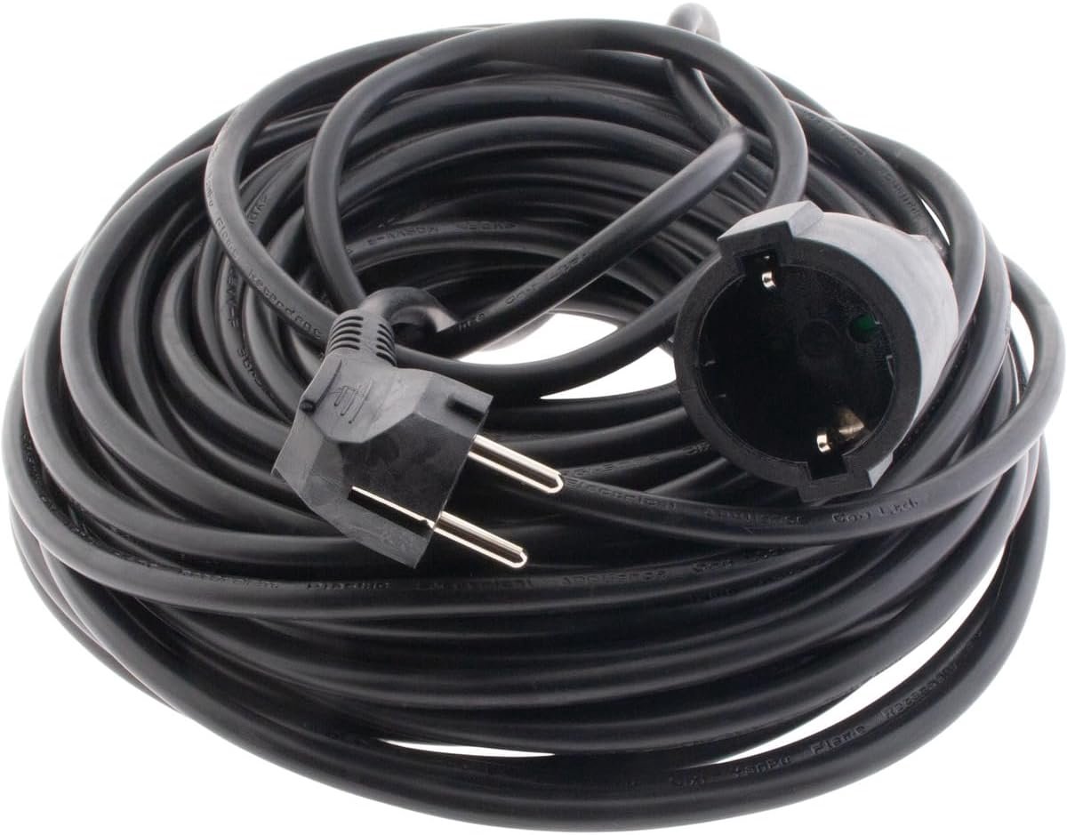 30 m Zwarte Verlengkabel - Stroomverlengkabel - Verlenging 220-230 V - 2×0.75mm² - Geschikt voor Gebruik In Huis en Tuin