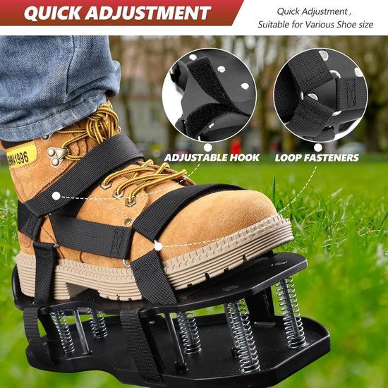Stevige gazonbeluchtingsschoenen met metalen spikes - Verstelbare klittenbandsluitingen voor eenvoudig prikken - Duurzame schoenen met spikes, geschikt voor terrassen, tuinen en gazononderhoud - Universele gazonbeluchtingsschoenen van Merkloos	 — afbeelding 2