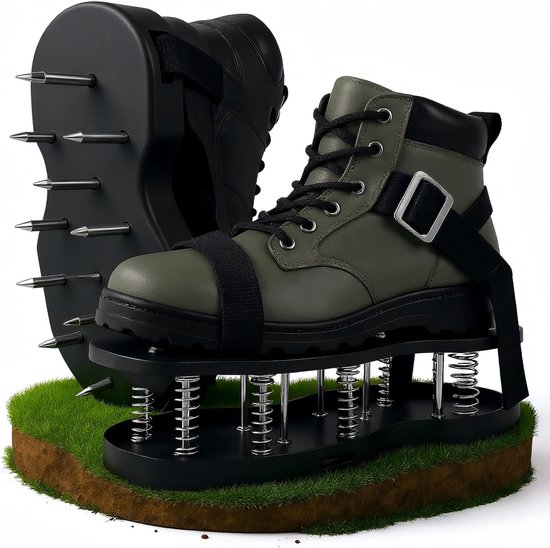 Stevige gazonbeluchtingsschoenen met metalen spikes - Verstelbare klittenbandsluitingen voor eenvoudig prikken - Duurzame schoenen met spikes, geschikt voor terrassen, tuinen en gazononderhoud - Universele gazonbeluchtingsschoenen van Merkloos	 — afbeelding 3