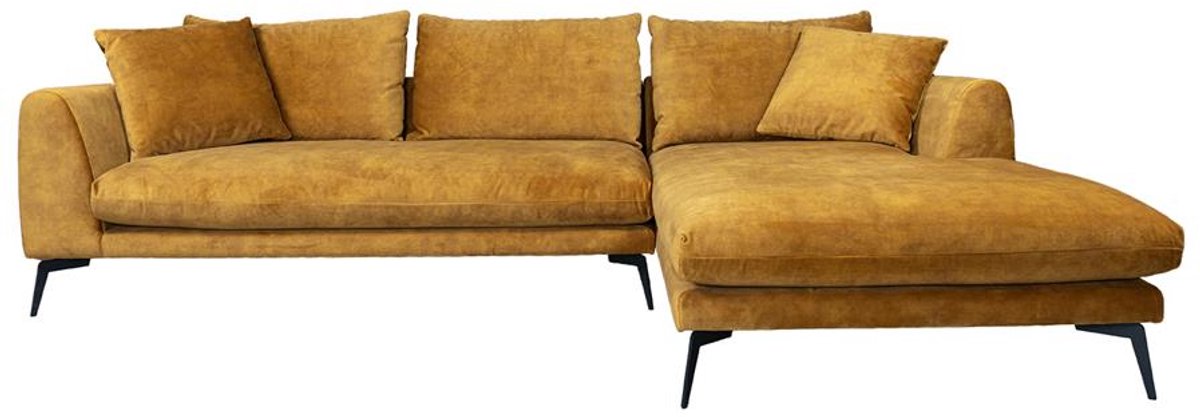 Tower Living Chaise Longue Bank Nottingham - Geel Stof - Rechts - 288x170x92cm