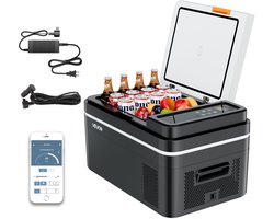 VEVOR Compressor Koelbox 22 L, 12/24v Dc Elektrische Vriezer Met App-Bediening, 100–240v Ac Autokoelkast voor Kamperen, Reizen, Vrachtwagens, Vissen, 45w Thermo-Elektrische Draagbare Koelbox