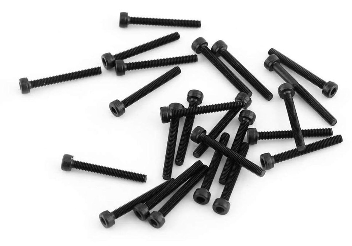 Set van Zwarte Zeskantige Bouten en Schroeven, 12.9 Kwaliteit Staal, Reparatie Accessoires 4-50mm, Hoge Sterkte en Duurzaamheid (M3*25mm, 24 stuks/pack)