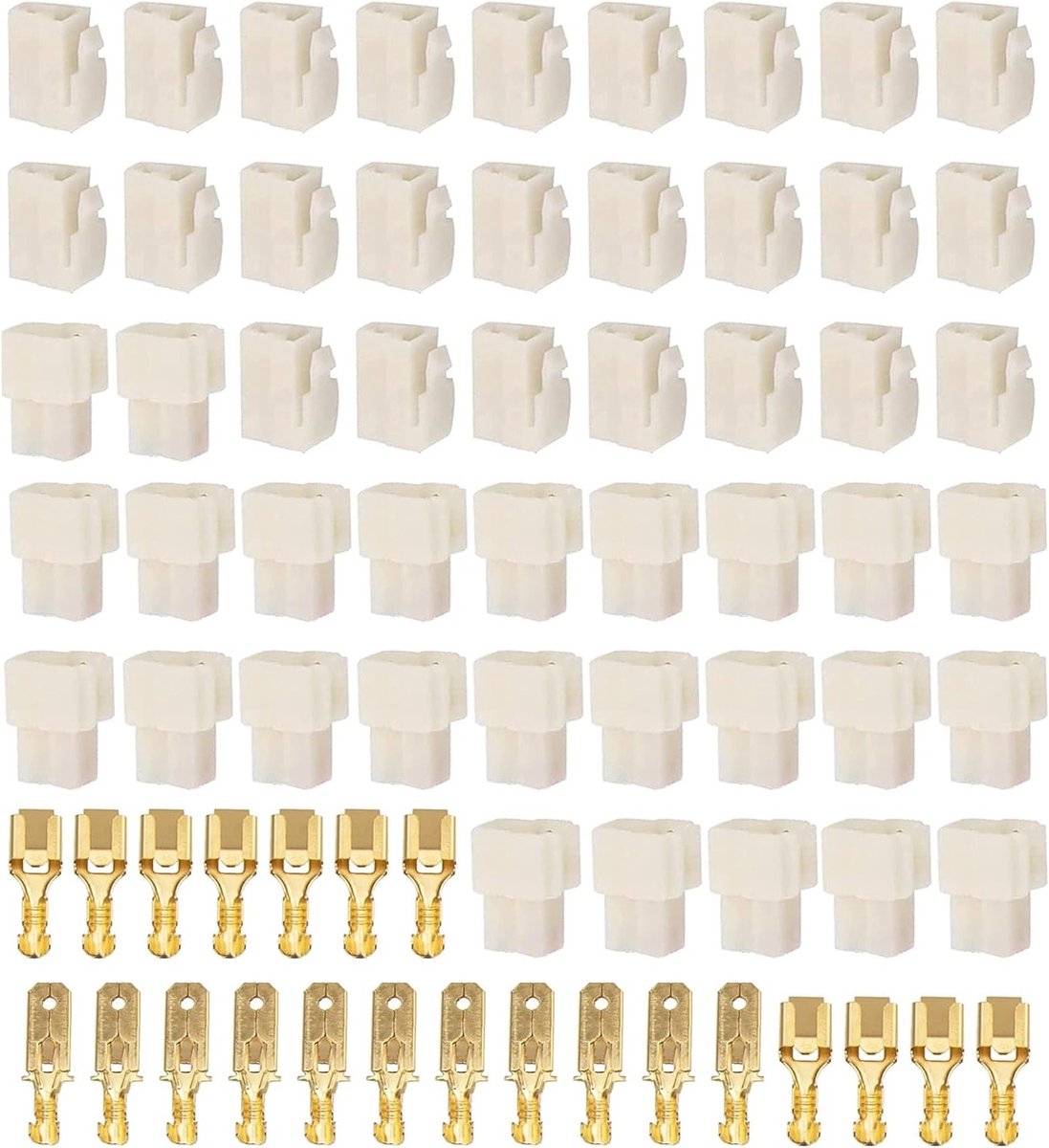150 Stuks 2-Pin Flat Stekkers 6.3 mm Pitch Male en Female Plug Behuizing voor Auto en Motorfiets
