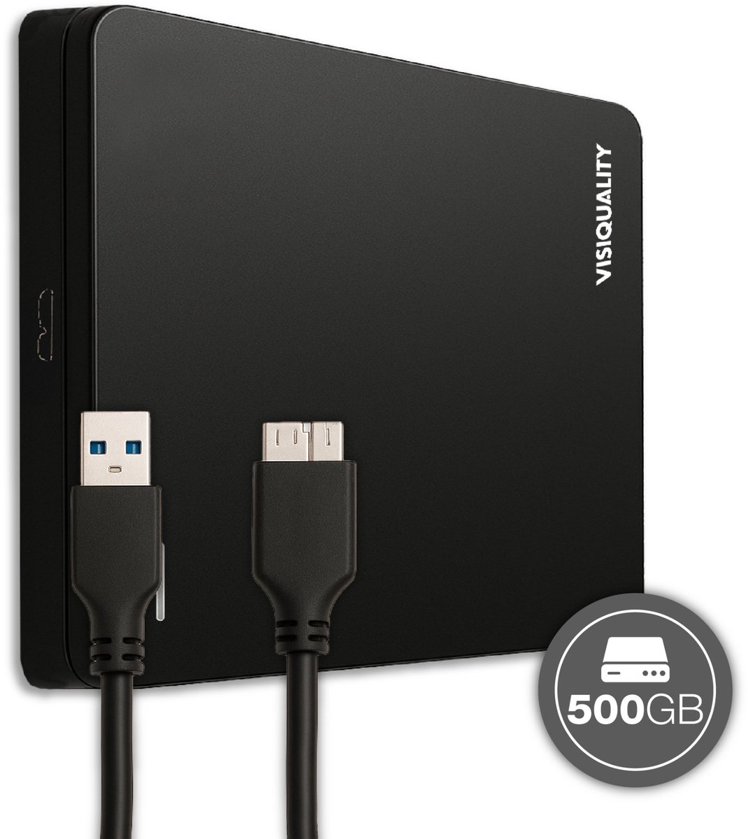 VisiQuality High-Speed Externe Harde Schijf 500 GB - Draagbare Harde Schijf USB 3.0 - Voor Windows & Mac - Xbox & PS4 games - Compact - Zwart