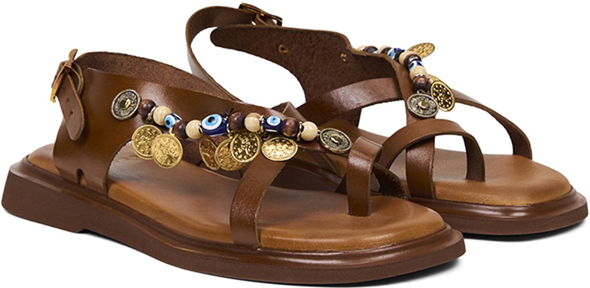 DESA Sandalen Leer Vrouwen Schoenpunt: Nez rond Bruin