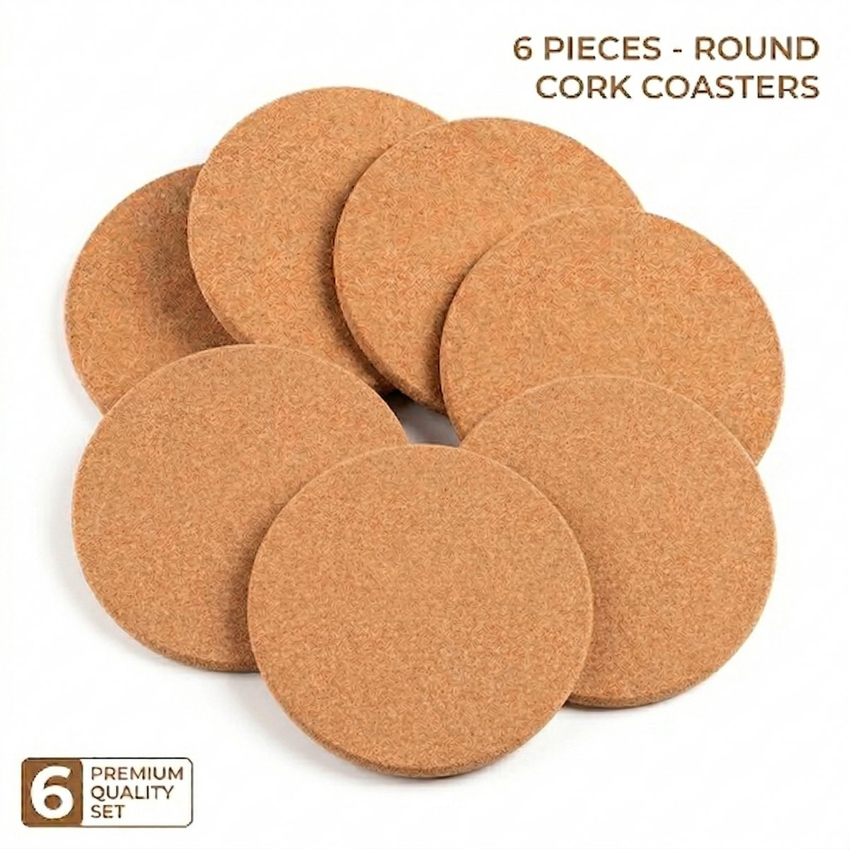 Rixora® 6x Ronde pannen onderzetters van kurk 19 cm - Rond - Onderzetter voor pan - Kurken onderzetters set
