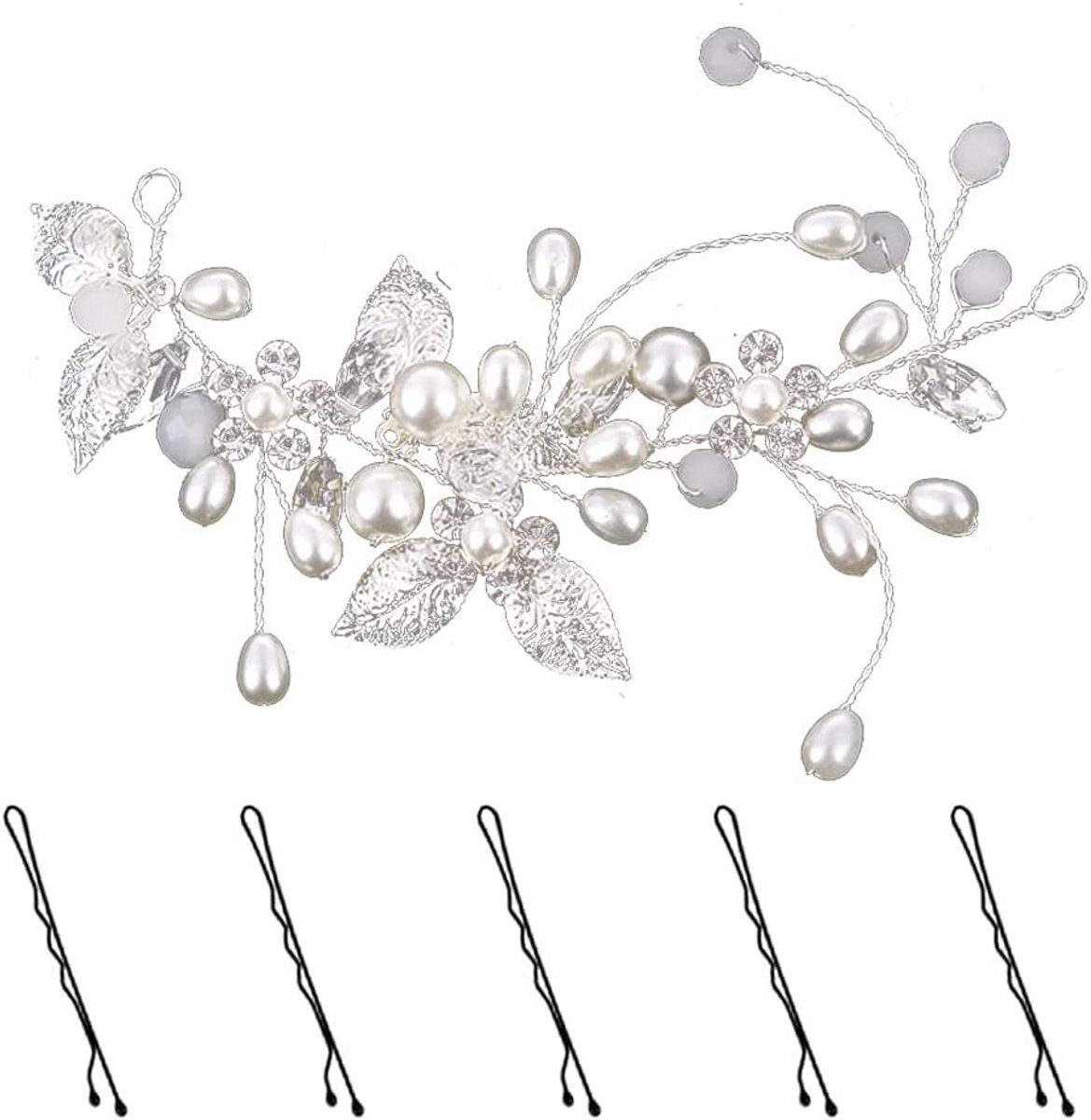 Bloemrijke Haarband Accessoires voor Bruidsmeisjes - Haarband met Parels en Strass voor Bruiloft en Feestelijke Gelegenheden