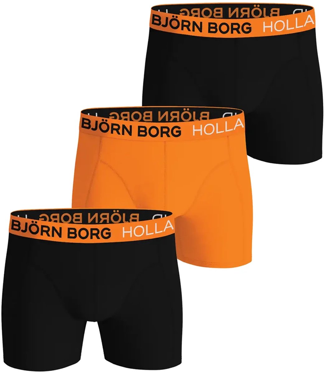 Björn Borg Boxershort Heren Nederland Oranje WK Voetbal Editie Holland - Oranje/Zwart - 3 Stuks - Maat L