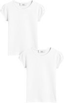 Next - Meisjes - 2 -pack T-shirts met pofmouwen - Wit