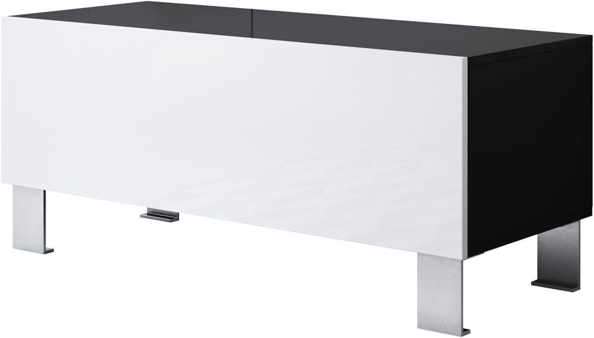 TV Meubel - TV meubelstuk - Media Opslag - Aluminium Pootjes - 100x40x42 cm - Zwart en Wit