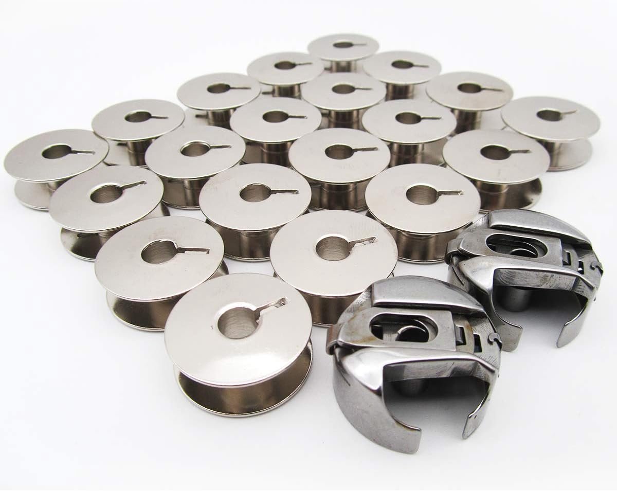 2 Stuks Blikdoos en 20 Spoelen Compatibel met Naaimachines