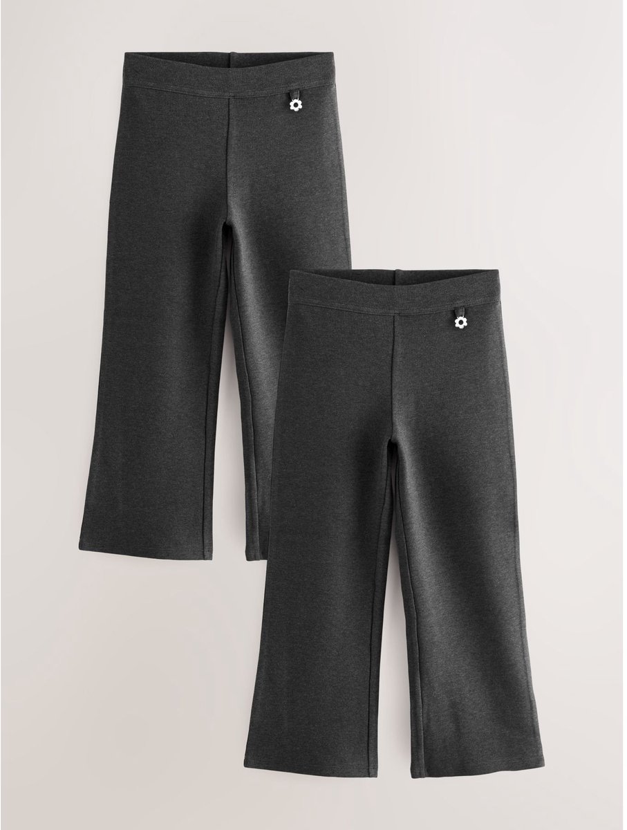 Next - Meisjes - 2 schoolbroeken met hoog aandeel katoen, stretchy, bootcut en elastische tailleband - Grijs