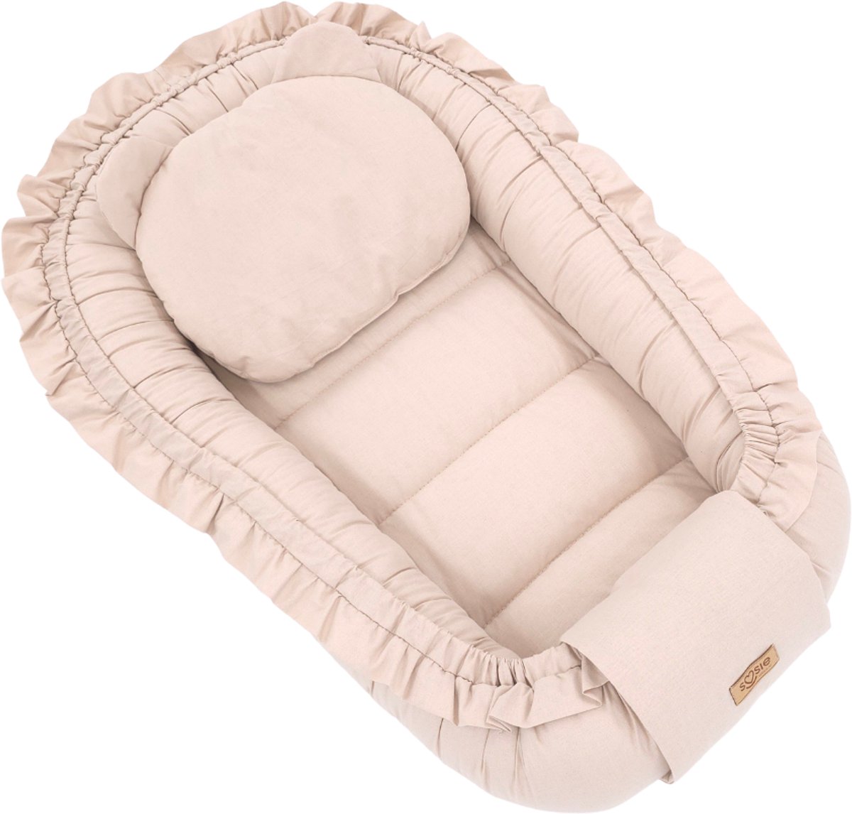 Babynestje - FRILL - Babynest SET met kussen - Beige