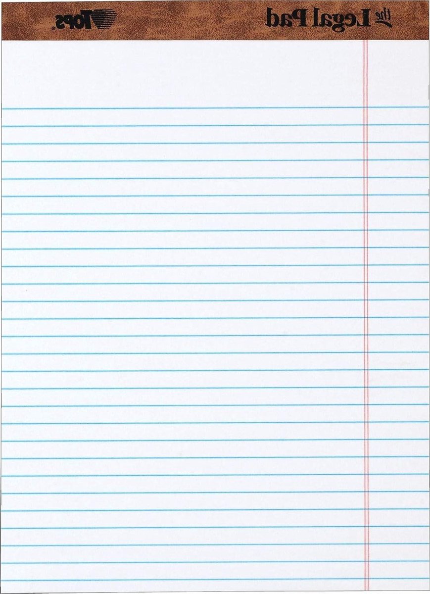 Gelineerd Notitieblok - Schrijfblok Juridisch - Notities Maken - Geperforeerde Vellen - 8 1/2 x 11 3/4 inch - Wit