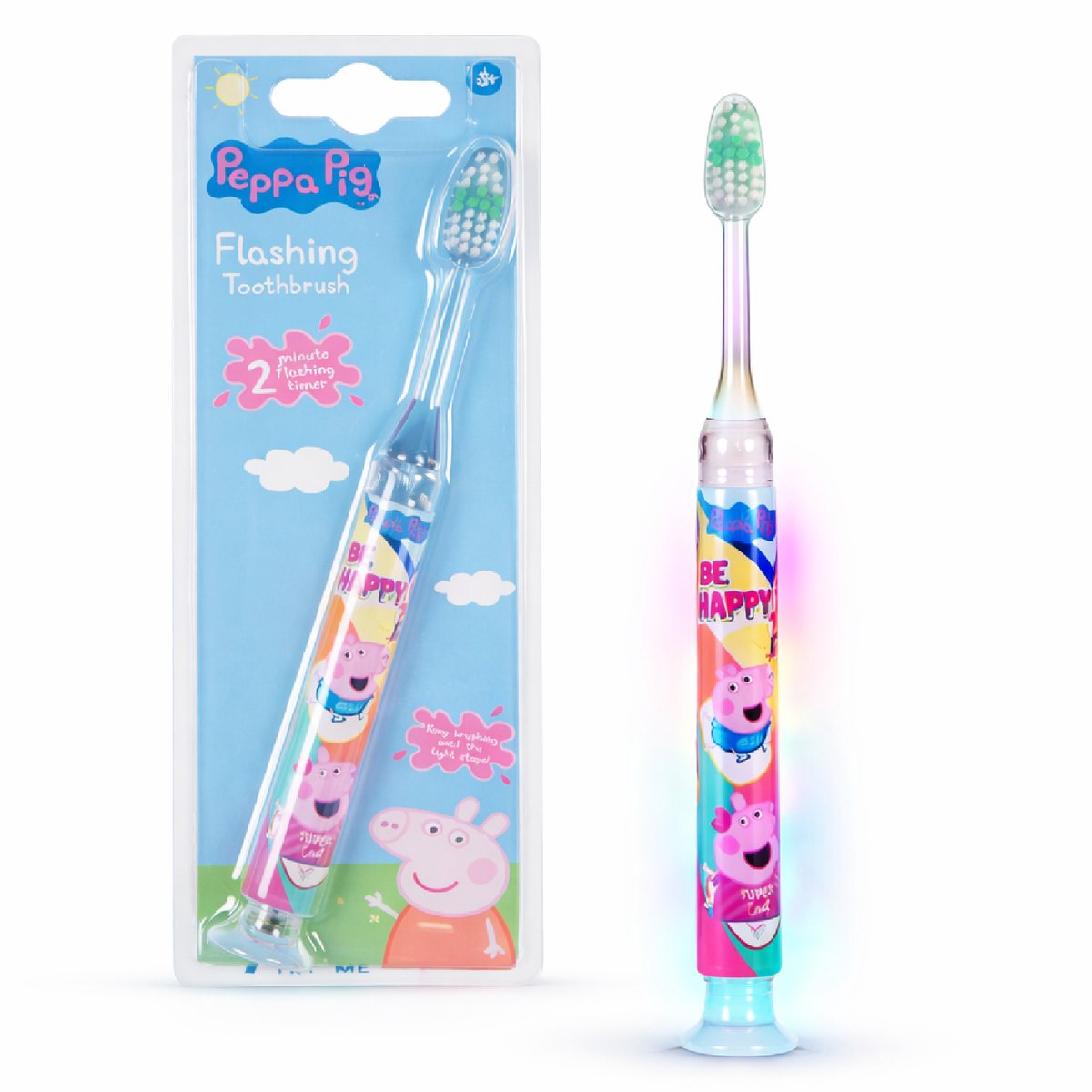 Peppa Pig Lichtgevende Tandenborstel - Kindertandenborstel Zacht - met Timer - Mondverzorging - voor Kinderen 3, 4, 5, 6, 7, 8, 9+ Jaar - Cadeau Meisjes - Tandeborstel Pepa Pig Design - Toothbrush for Kids - Peppapig Tandborstel Kind - OptiSmile