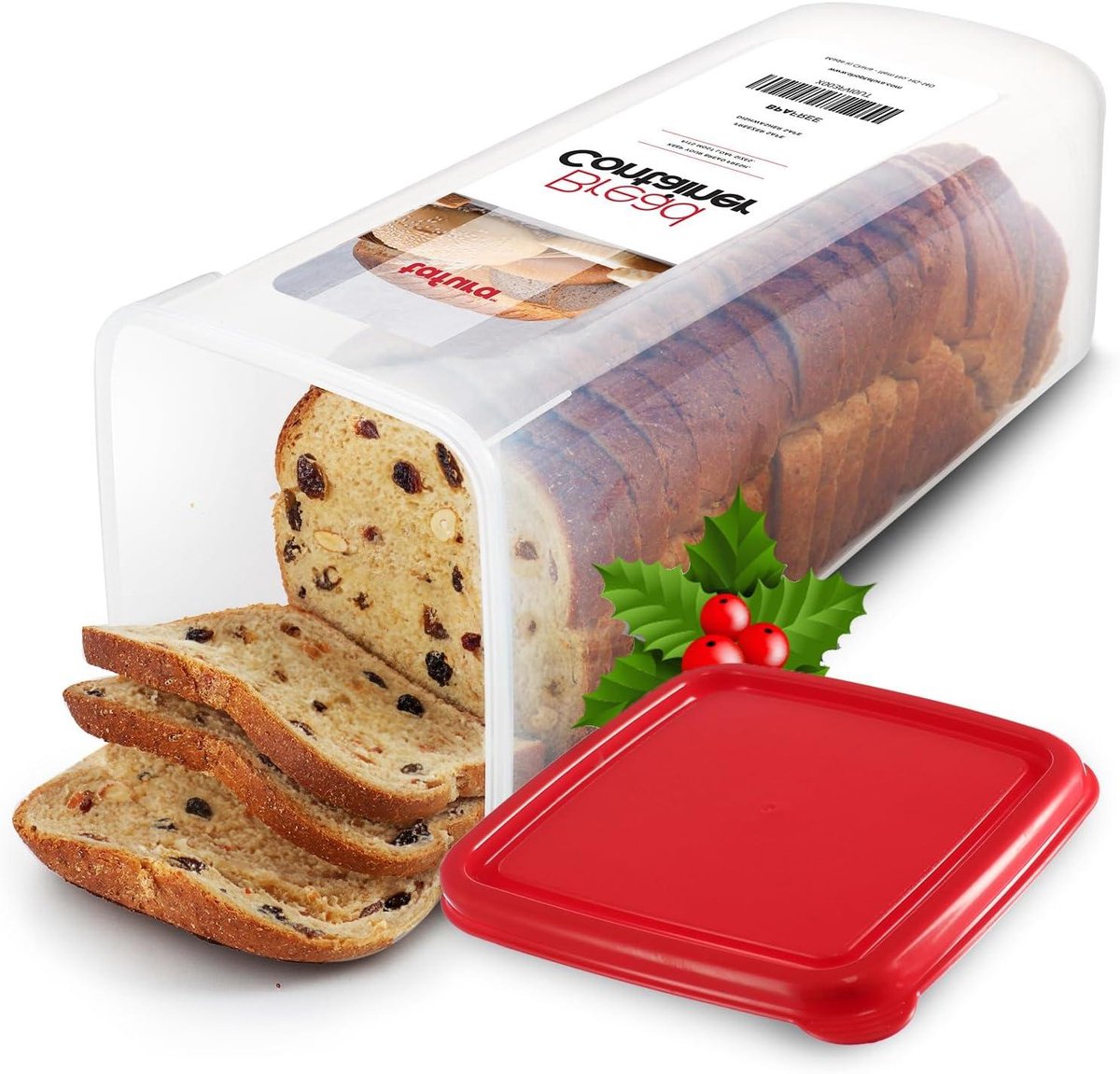 Broodtrommel - Brood bewaren - Brood vers houden - Luchtdicht afsluitbaar - 6 x 6 x 13 inch - Rood