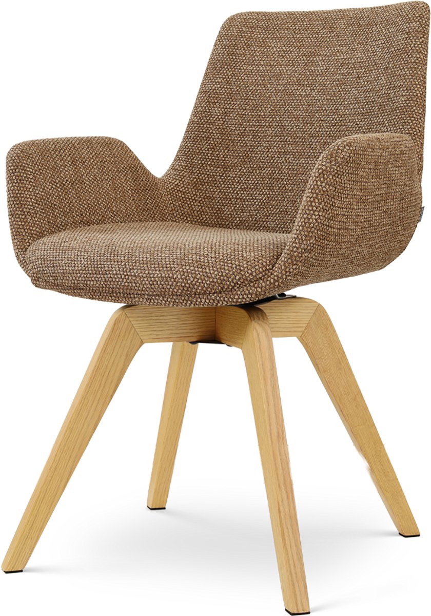 Nolon Noor-Eef draaibare Eetkamerstoel bruin blend - houten onderstel - stijlvol - scandinavisch - armstoel