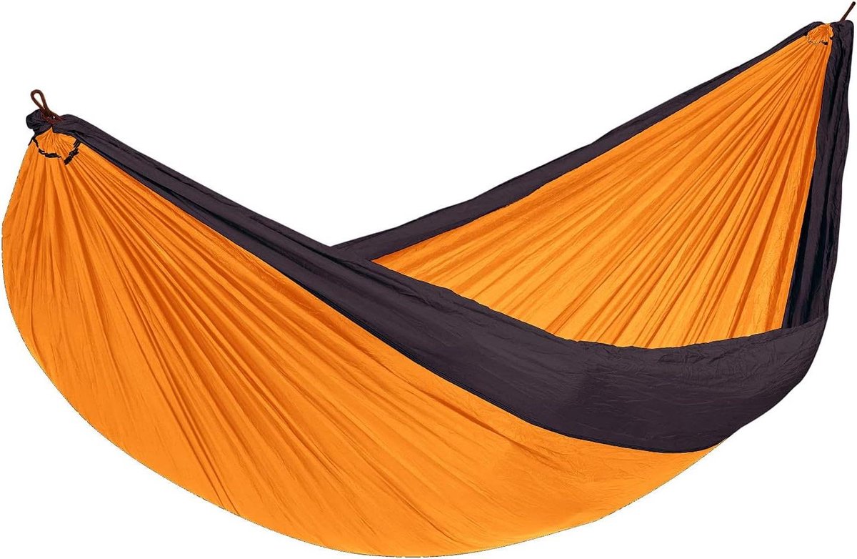 Reishangmat Eénpersoons - Hangmat Kamperen - Ontspannen Buiten - Lichtgewicht en Compact - 120 kg - Oranje