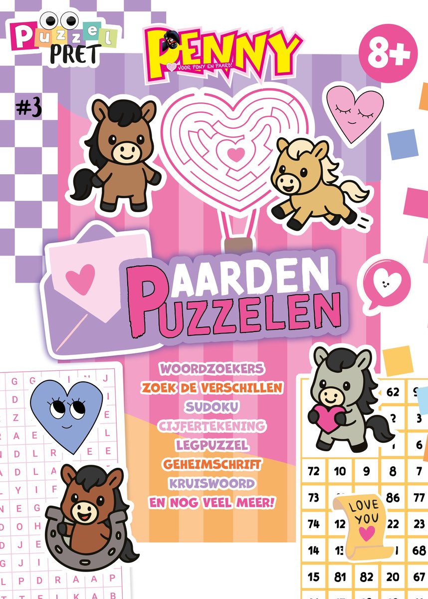 Penny Puzzelpret 3 - Puzzelboek Kinderen - Puzzelboek - Puzzelboeken - Sudoku Kinderen - Paarden Spullen - Vakantieboek - Paardencadeaus - Zomerboek - Puzzelen - Puzzels - Puzzel boek - Speelgoed - Creatief - DIY - Breinbreker - Doeboek Meisjes