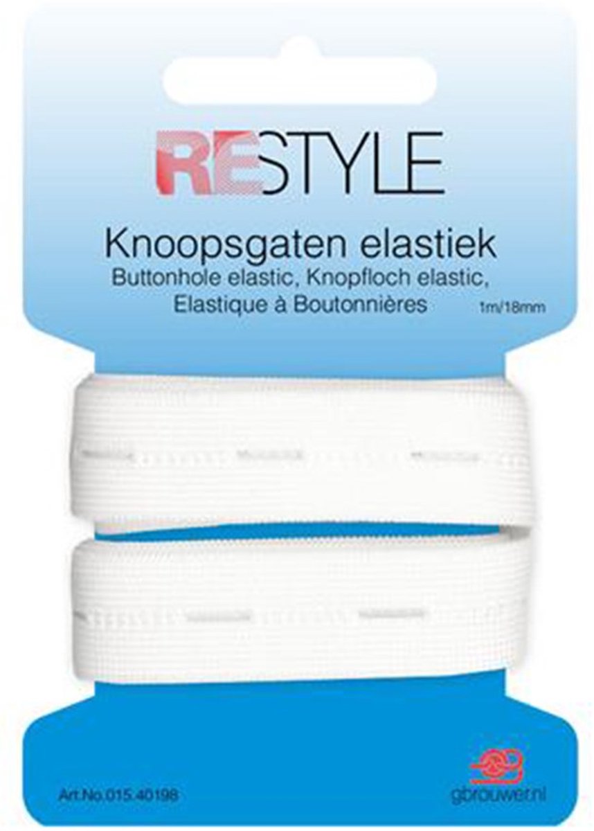 Restyle Knoopsgaten Elastiek Wit (1m/18 mm)