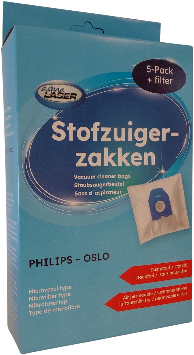 Aqua Laser Stofzuigerzakken - 30 stuks - incl. 6 filters - geschikt voor Philips stofzuiger