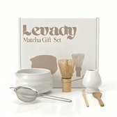 Levady Matcha Set Wit - 6-Delige set - Matcha Starterkit - Matcha Thee Set - Klopper, Kom, Whisk & Houder
