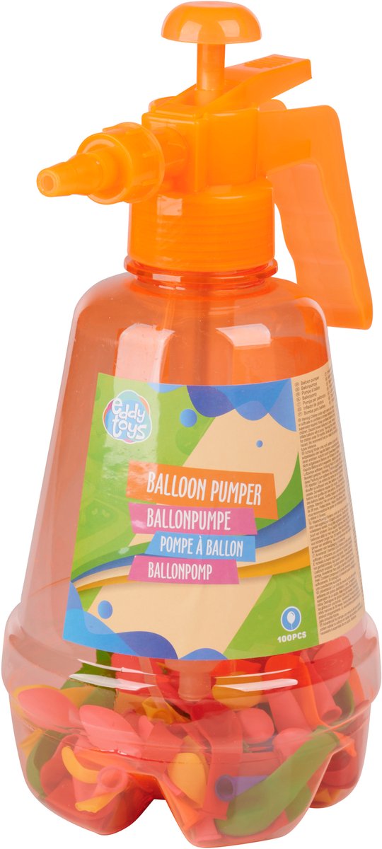 Eddy Toys Ballonnenpomp met 100 Ballonnen - Handpomp - Assorti - 1 Willekeurige Kleur — afbeelding 6