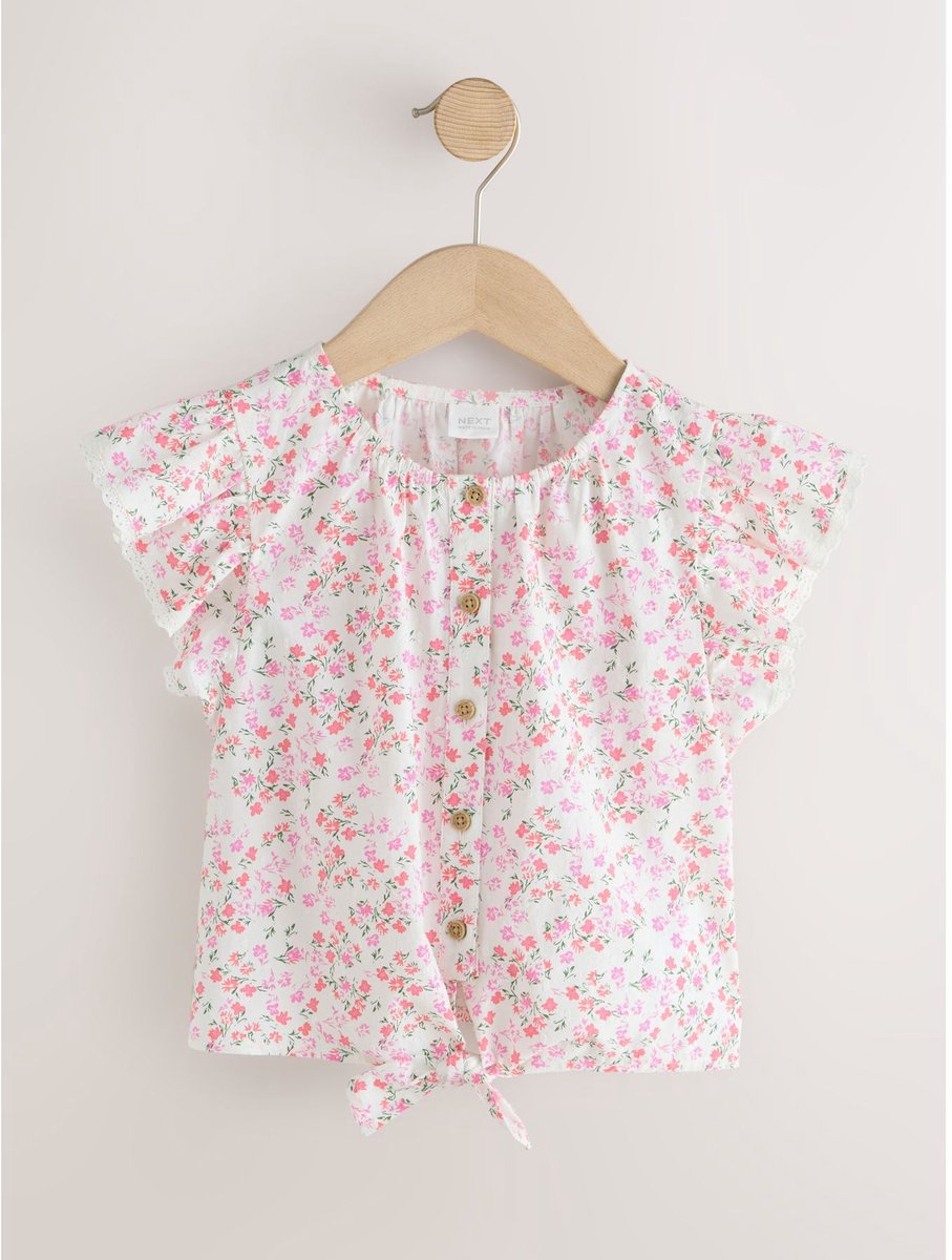 Next - Meisjes - Blouse met gestrikte voorkant - Wit