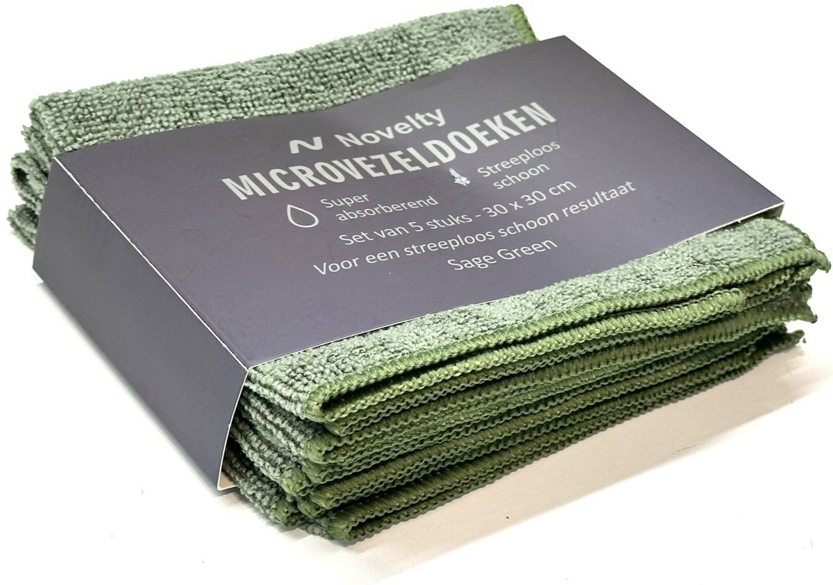 Novelty Microvezeldoeken – 5 Stuks – 30x30 cm – Sage Green
