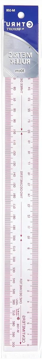 Metrische Liniaal - Meetlat Tekenliniaal - Nauwkeurig Meten - Doorsichtige Afwerking - 30 cm - Transparant
