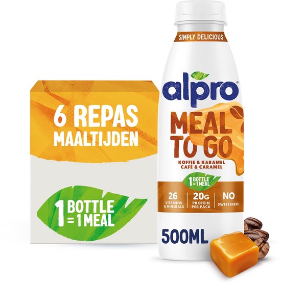 Alpro Meal To Go - Plantaardige drank - Maaltijd voor onderweg - Koffie Caramel - 6 x 50cl