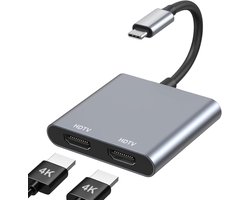 USB-C naar dubbele HDMI-adapter 4K – Type-C naar HDMI-splitter voor twee beeldschermen – Geschikt voor MacBook Air/Pro, Dell XPS, HP, Surface, Chromebook – 2-in-1