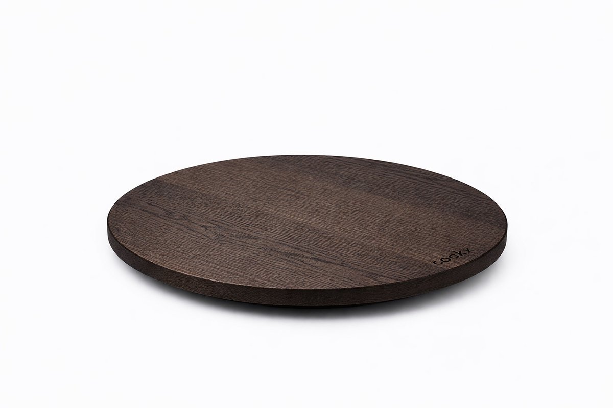 COOKX - Eiken draaiplateau L - Houten Serveerplank - Chocolade - 60 cm
