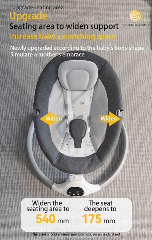 Rolu Schommelstoel Baby - Wipstoel - Elektrische Wipstoel - Bluetooth Muziekfunctie - Afstandsbediening - Inclusief Muskietennet van rolu — afbeelding 3
