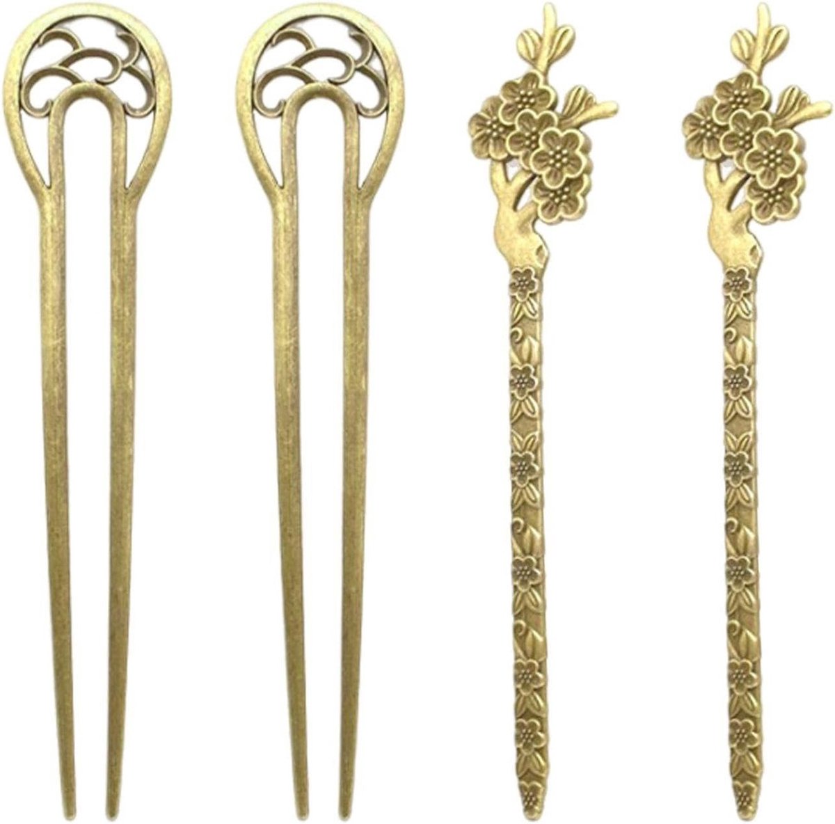 Elegante Retro Haarspeldjes - 4 Stuks Metalen Haaraccessoires voor Vrouwen, Perfect voor Haardecoratie en Styling