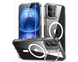ESR Classic Hybrid HaloLock Hoesje Geschikt voor Apple iPhone 16 Plus - Met Screenprotector - Compatibel met MagSafe - Back Cover met Standaard - Camera Kickstand - Gehard Glas - Transparant