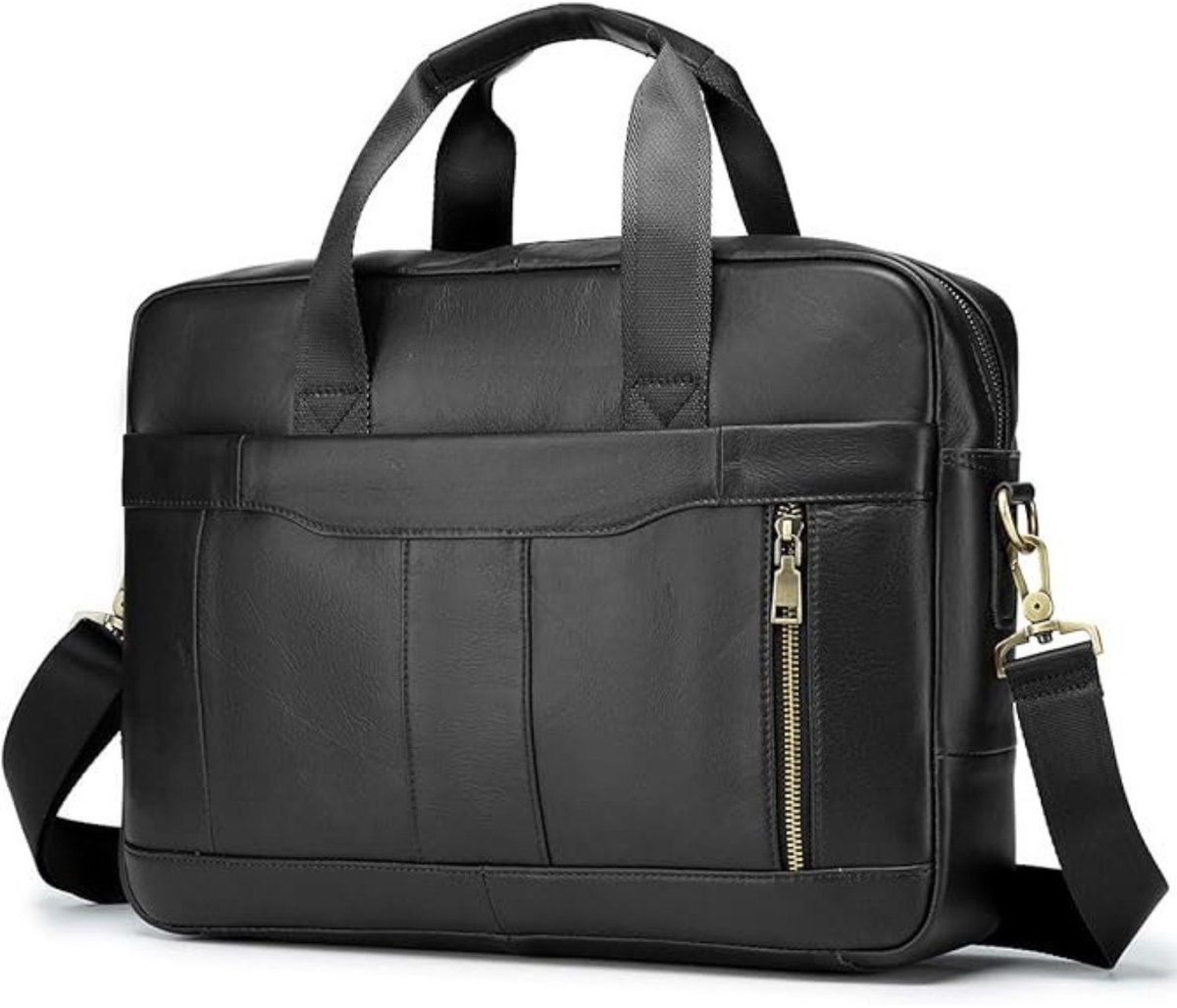 Leren Laptoptas - Laptoptas - Leren Tas - Luxe Leren Laptoptas - Werktas - Schoudertas - Business Tas - Leren Business Tas - 15,6 inch - Zwart - van Imperatoris