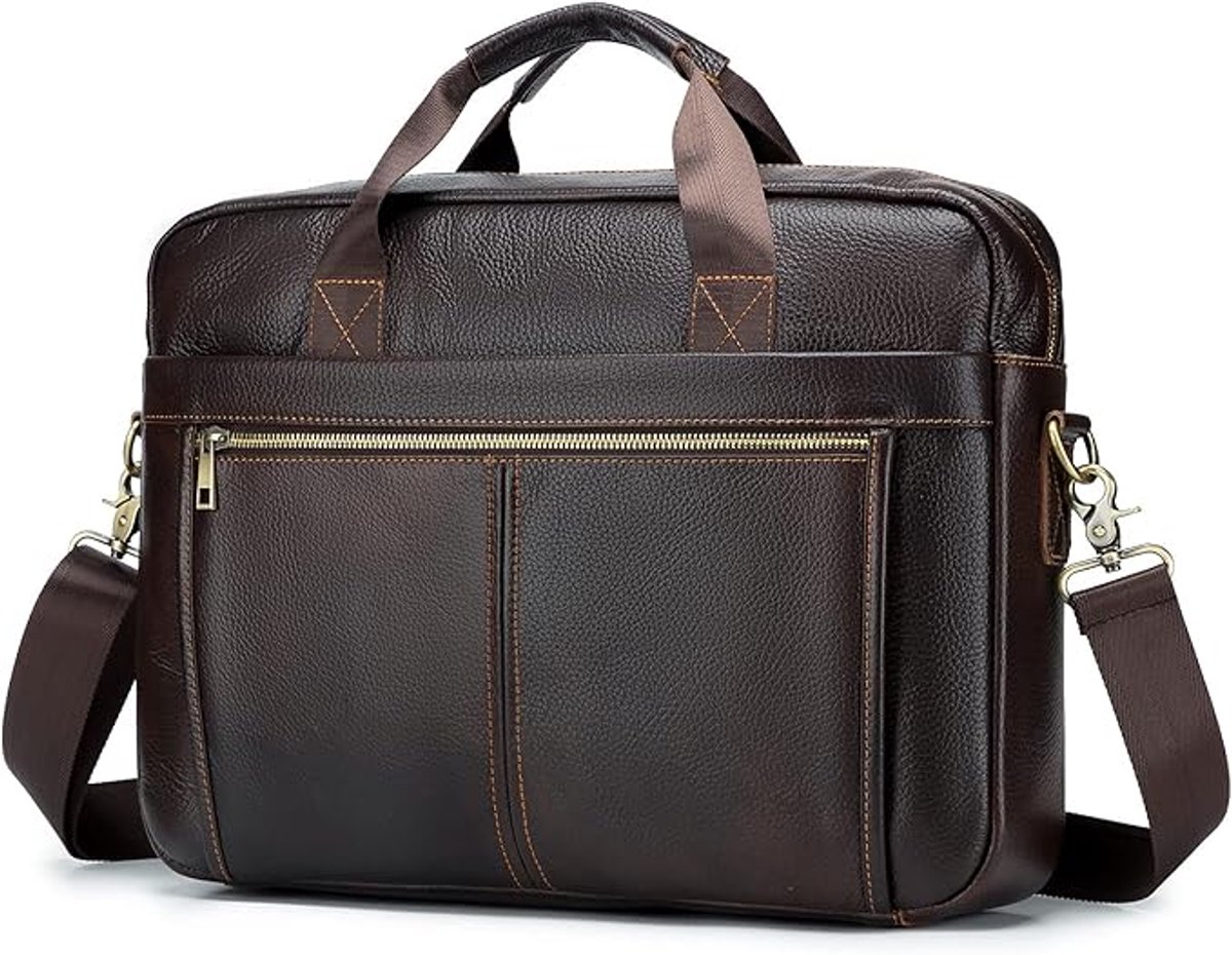 Leren Laptoptas - Laptoptas - Leren Tas - Luxe Leren Laptoptas - Werktas - Schoudertas - Business Tas - Leren Business Tas - 15,6 inch - Koffie - van Imperatoris