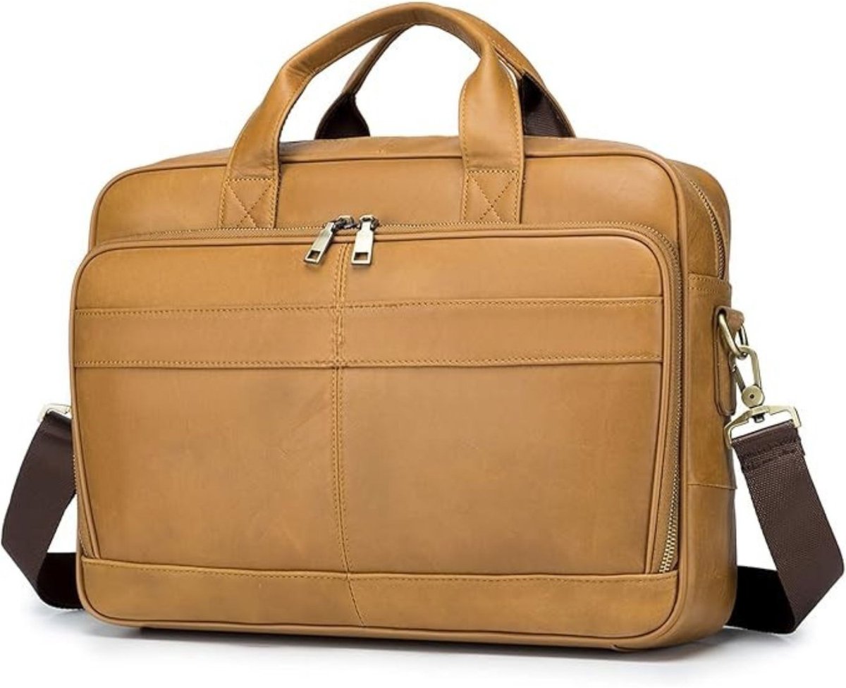 Leren Laptoptas - Laptoptas - Leren Tas - Luxe Leren Laptoptas - Werktas - Schoudertas - Business Tas - Leren Business Tas - 15,6 inch - Bruin - van Imperatoris