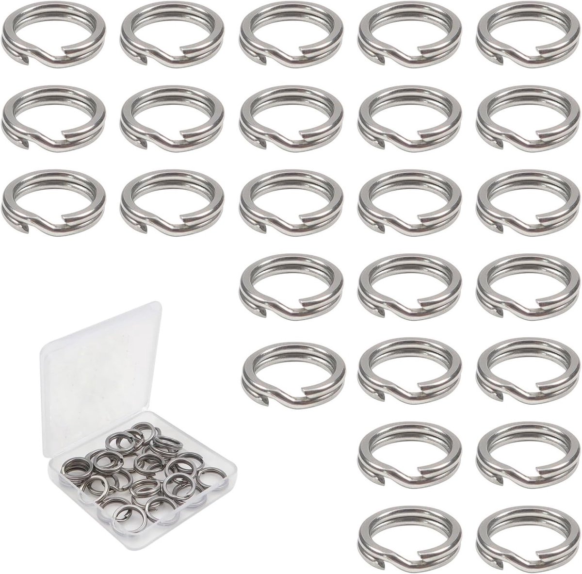 30 Stuks Platte Splitsringen 10mm Kleine Sleutelhanger Lussen RVS Sleutelhanger Ringen voor Vissen, Sleutels en Creatieve Projecten
