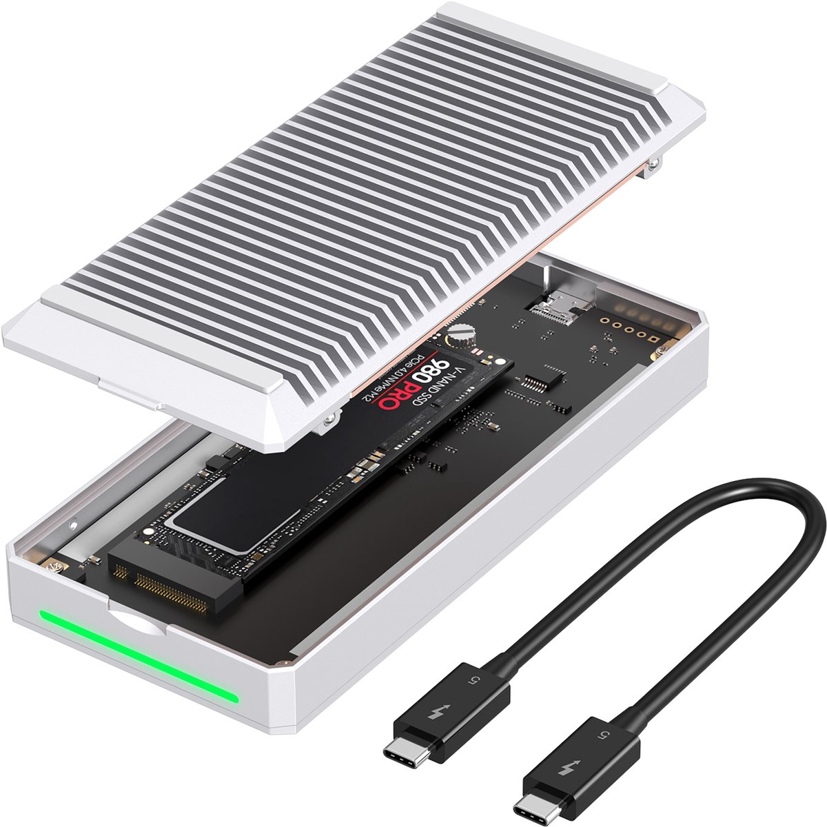 Casecentive USB4 Serie – SSD Behuizing – 80 Gbps high-end snelheid – Tot 8TB NVMe opslag – Ingebouwde koeling – Compatibel met Mac, Windows, PlayStation & Xbox