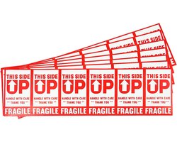 120 x Fragile Stickers 50x90mm - THIS SIDE UP - Packaging Sticker - Strong Self Adhesive - Handle with Care - Warning Labels - Shipping Package Labels - Vulnerable Item - Thanks