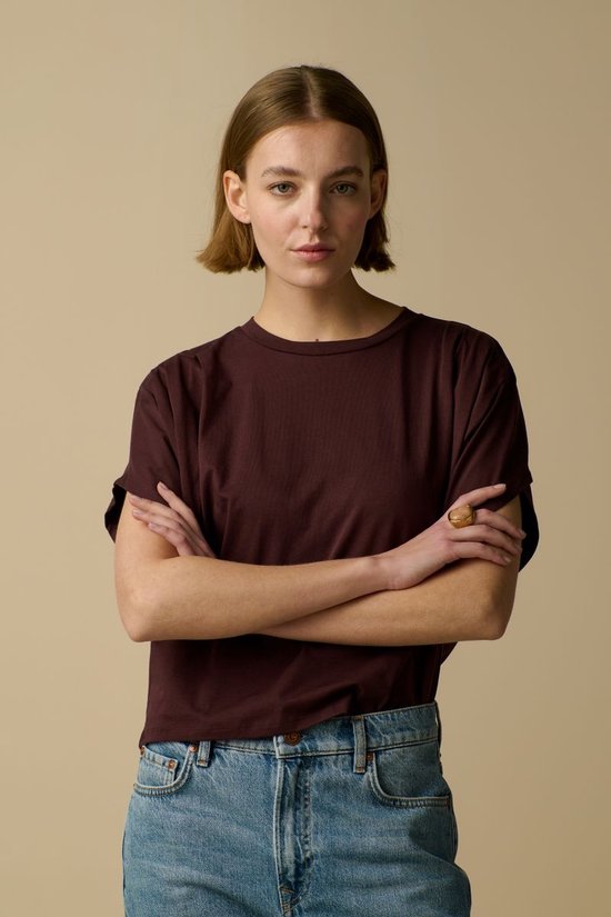 Donkerbruine Boxy T-shirt