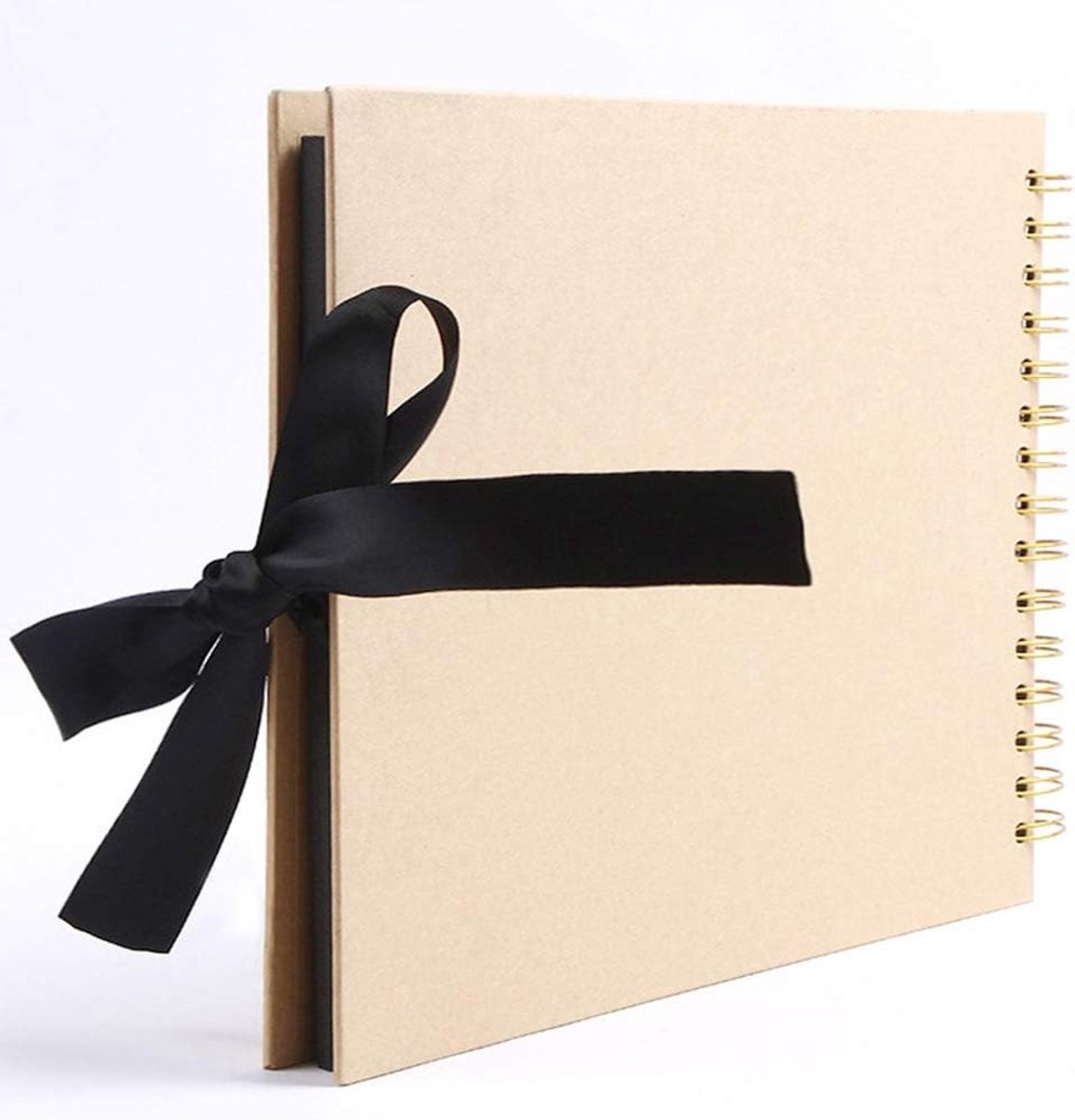 Fotoalbum 215 x 150 mm met 30 zwarte pagina's voor 120 foto's, ideaal voor creatief ontwerp en presentatie, beige kleur