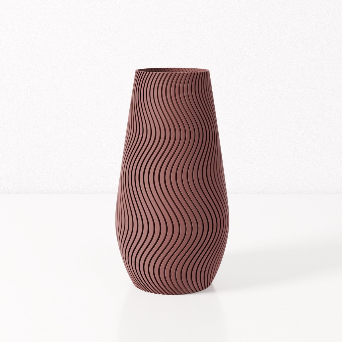 Fleuriek vaas SOFIA - Bordeaux rood H40 cm - Smalle designvaas voor tafel of dressoir - Golvend patroon