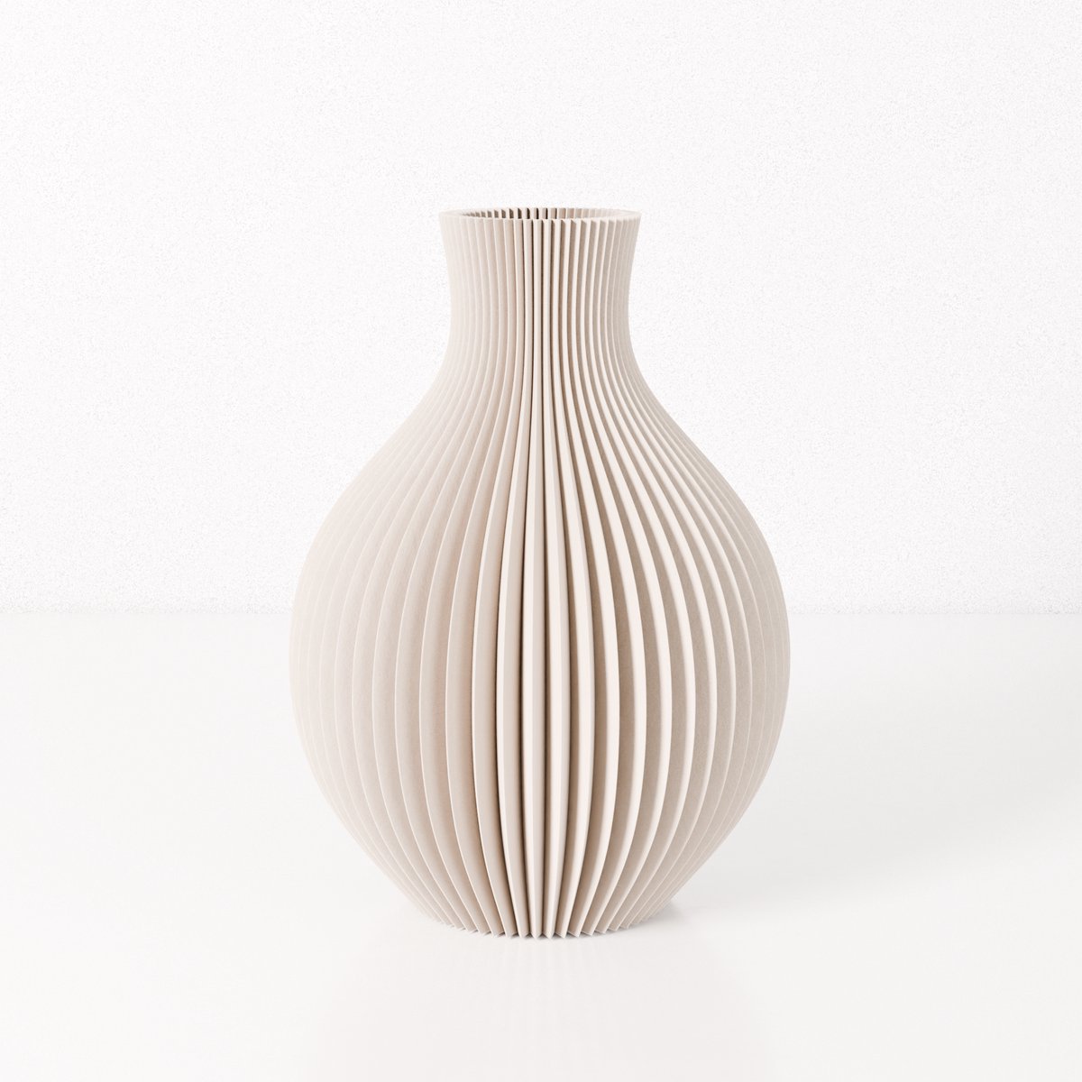 Fleuriek vaas ISABELLA - Beige H26 cm - Elegante bolvaas met geribbeld design - Luxe woonaccessoire voor tafel, kast of dressoir