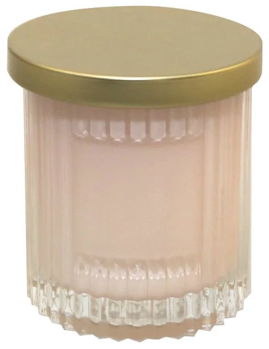 AULICA - Roze kaars met gouden deksel - geurkaars - kokosparfum - 7,5x7.5x9cm - Roze/Goud