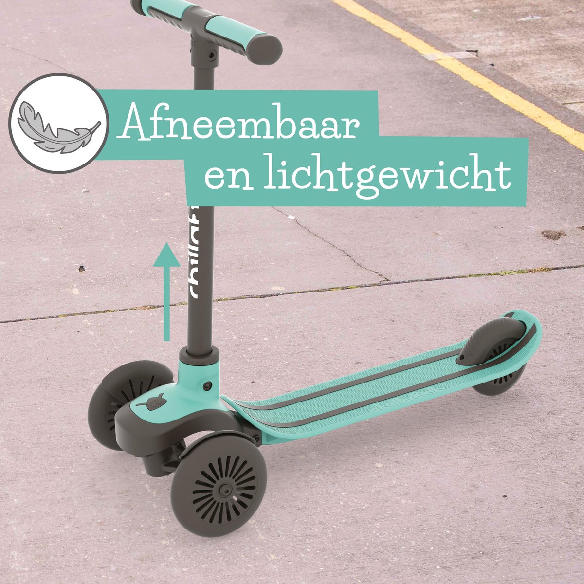 Chillafish Kinderstep 3 Jaar met drie wielen - Groen Blauw - Lichtgewicht step jongens met afneembaar stuur en voetrem - Aanpasbaar in hoogte - Leun-om-te-sturen - Extra grip handgrepen - Model Scotti 3 — afbeelding 3
