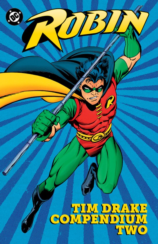 Robin, Tim Drake Compendium Deux, avec une cape jaune et rouge.