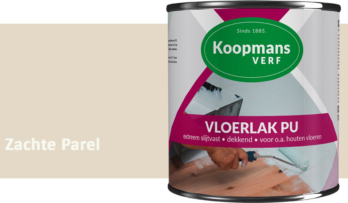 Koopmans Vloerlak PU Zijdeglans – Slijtvaste Lak voor Houten Vloeren, Trappen & Meubels – Krasvast – Binnen – Zachte Parel – 750 ml